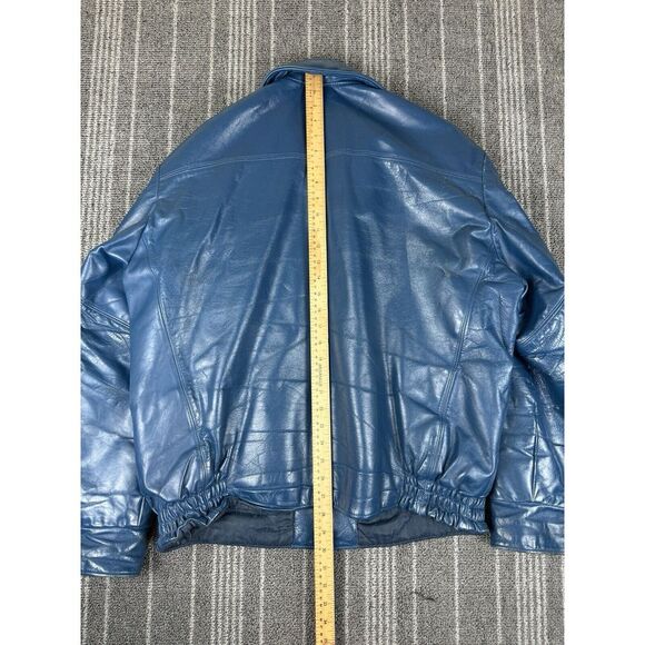 Mississauga Terriers Jacket Mens Large Blue Leather Vintage 60s Junior AA Apollo - Picture 12 of 14